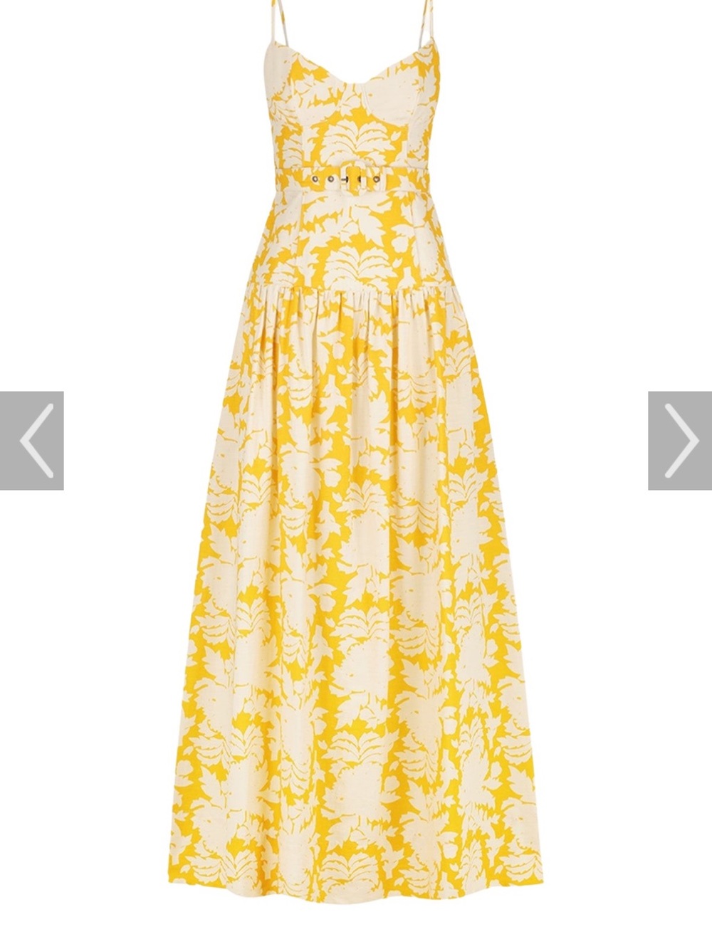 NWT Shona Joy Yellow/Cream Linen Maxi Dress with Belt